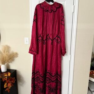 Elegant Long Sleeve Red Dress